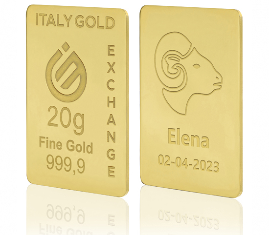 Lingotto Oro 24Kt da 20 gr. segno zodiacale Ariete  IGE GOLD